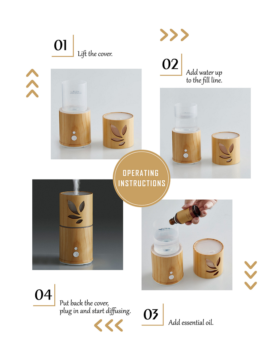 Wood Scented Aroma Diffuser, Taiwan Wooden humidifier- Jen Jie